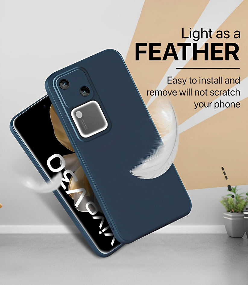 Vivo V30 5G Silicone Matte Finish Inside Fiber Shield Back Case