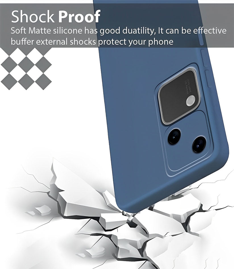 Vivo V30 5G Silicone Matte Finish Inside Fiber Shield Back Case