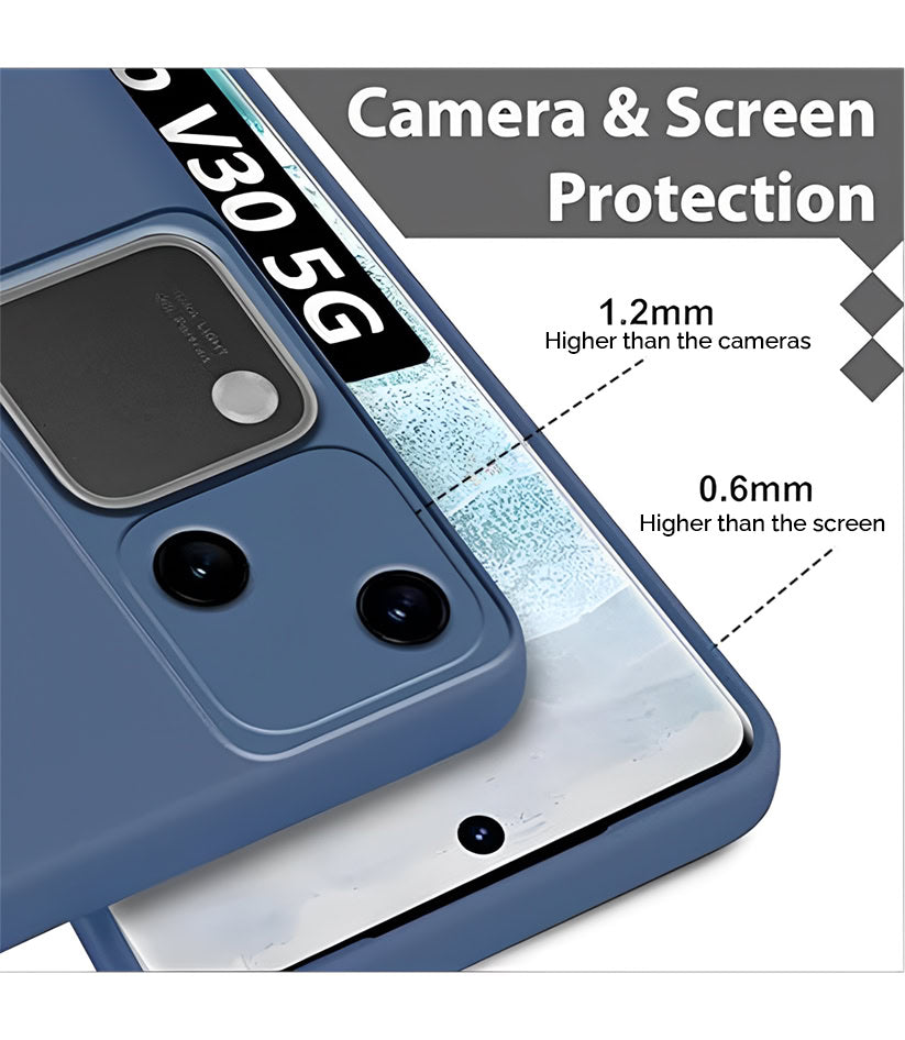 Vivo V30 5G Silicone Matte Finish Inside Fiber Shield Back Case